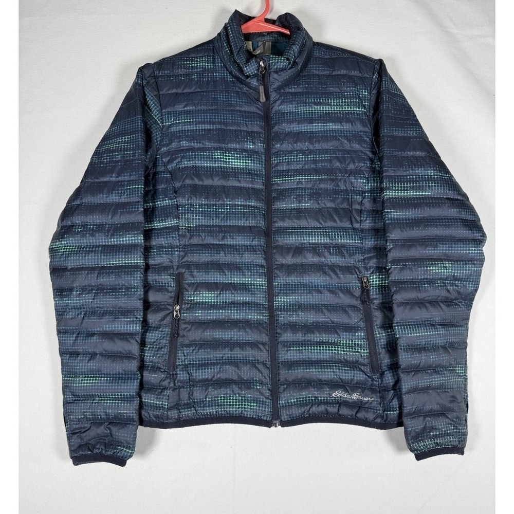 Eddie Bauer EB700 Puffer Jacket Womens XS Nylon Down Lightweight Blue Green Coat